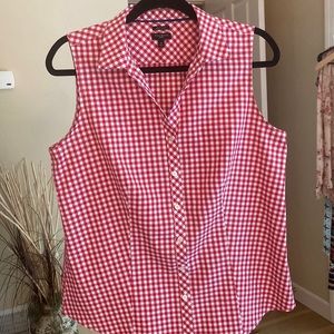 Talbots red gingham shirt, short sleeved, button down with collar. NWOT’s